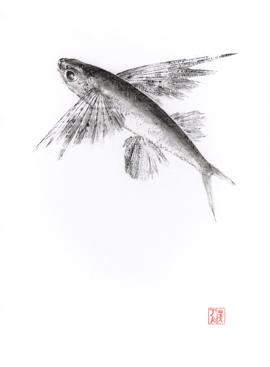 flying fish, fishing, fish art, coastal art, beach theme, gyotaku, gifts for dad, fathers day, gifts for men, gifts for fishermen, fisherman, fish